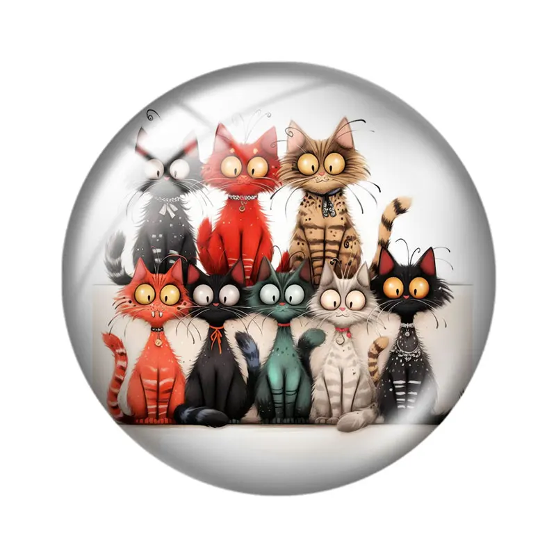Funny Cats 10pcs 12mm/18mm/20mm/25mm Round photo glass cabochon demo flat back Making findings image 3