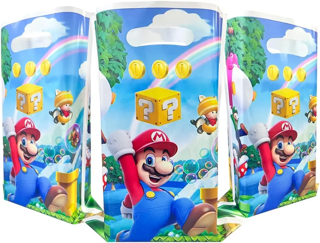 super Mario Gift Bags Birthday Decoration Super Bros Goody Biscuit Package Candy Bag Baby Shower Kids Gifts For Party Supplies