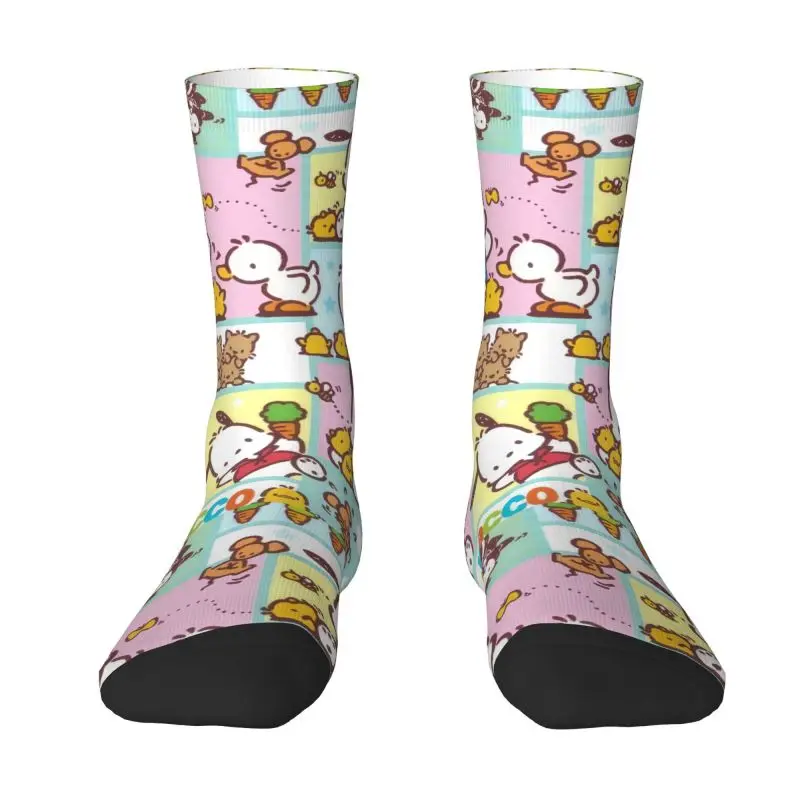 Custom Novelty Mens Pochacco Sanrio Cartoon Dress Socks Unisex Warm Comfortable 3D Print Crew Socks