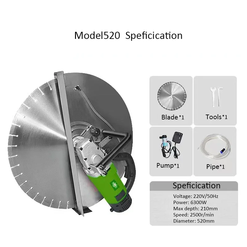 220V 600mm Circular Cutter for Concrete Wall Floor Electric Hand Cement Pipe Cutting Saw Machine