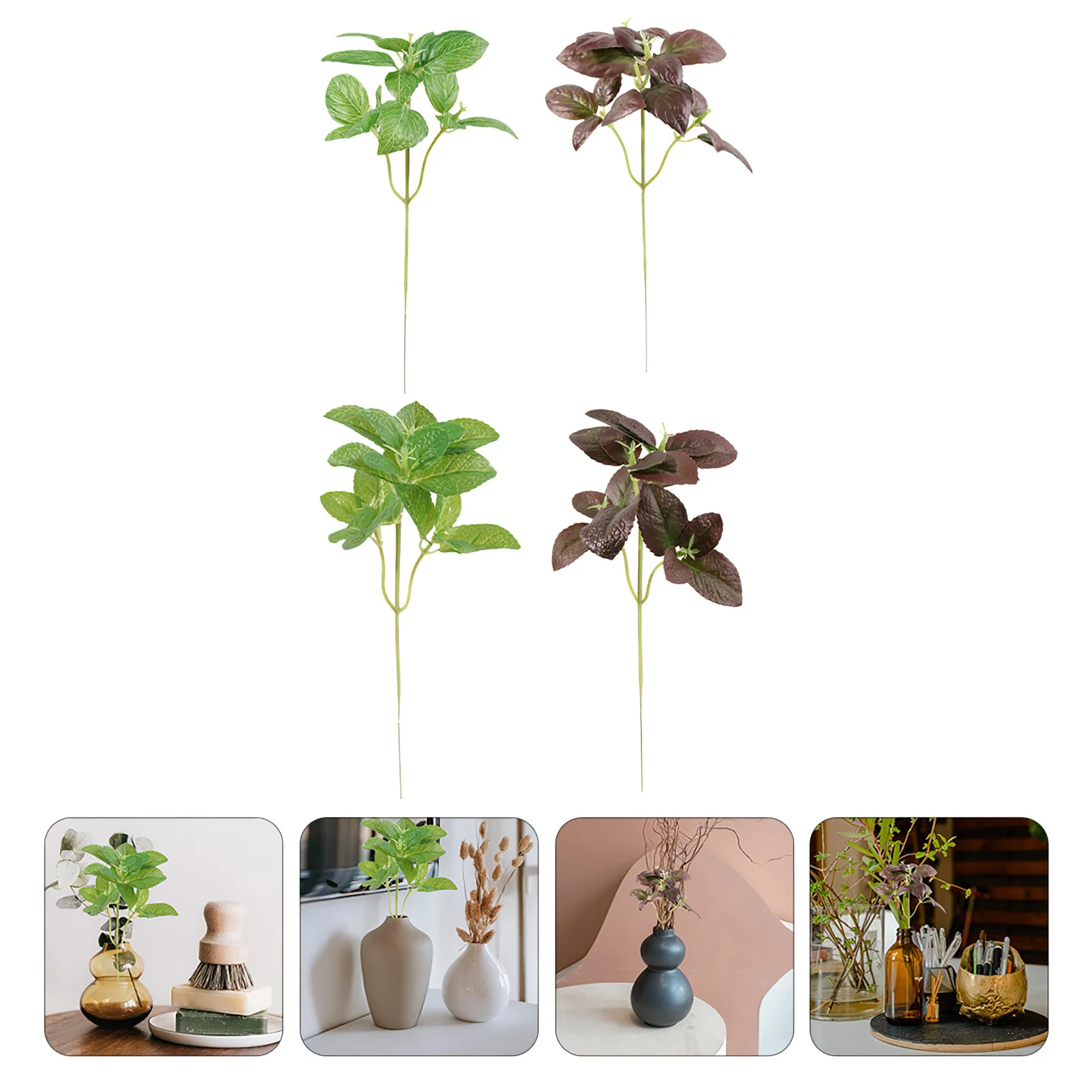 

4Pcs Artificial Green Plants Plastic Leaves Emulational DIY Flower Arrangement Home Balcony Garden Decoration Greenery
