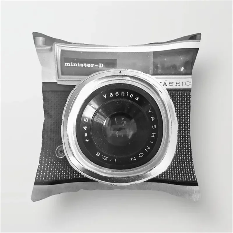 Retro black camera CD bicycle notes pillow sleeve sleeve bedroom office seat decoration pillow sleeve pillow covers decorative