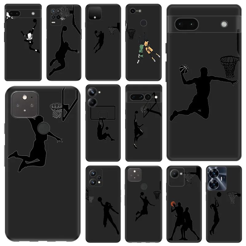 Black Matte Phone Case For Motorola Edge 30 40 20 Pro G200 One Fusion Basketball Cap Dunk Sports Pixel 8a 7a 6a 7 8 6 Soft Cover