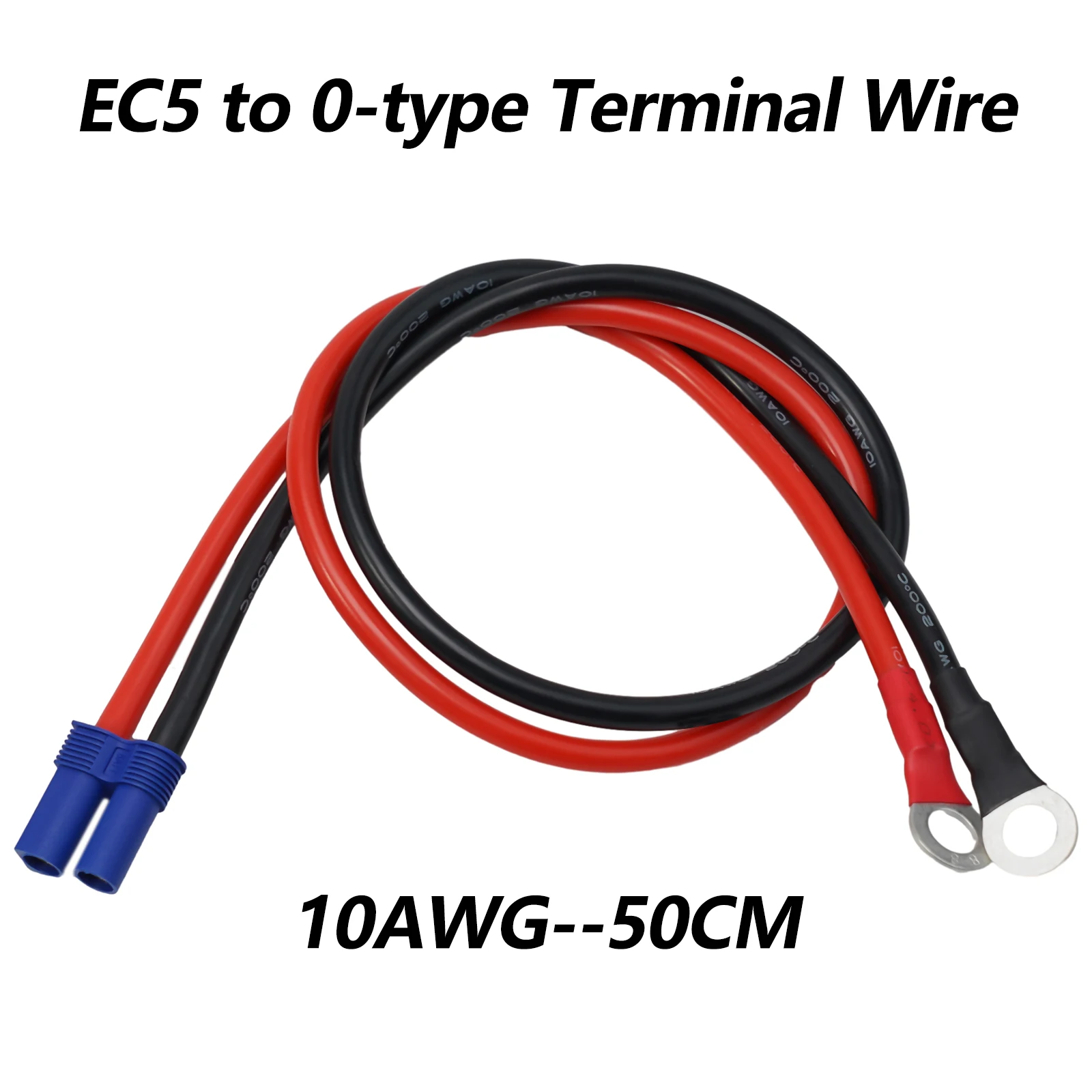 100A Copper Wire EC5 Plug To Pure Copper O-Terminal Cable Car Battery Starter 2 Cores 10awg 50cm Jump Starter Parts