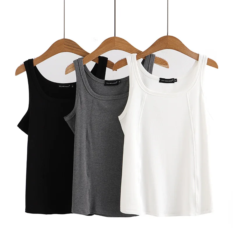 Plus Size Tank Top For Women 2023 Summer Solid Color Pullover Base Sleeveless Tee Oversized Curve Clothes S47-2313