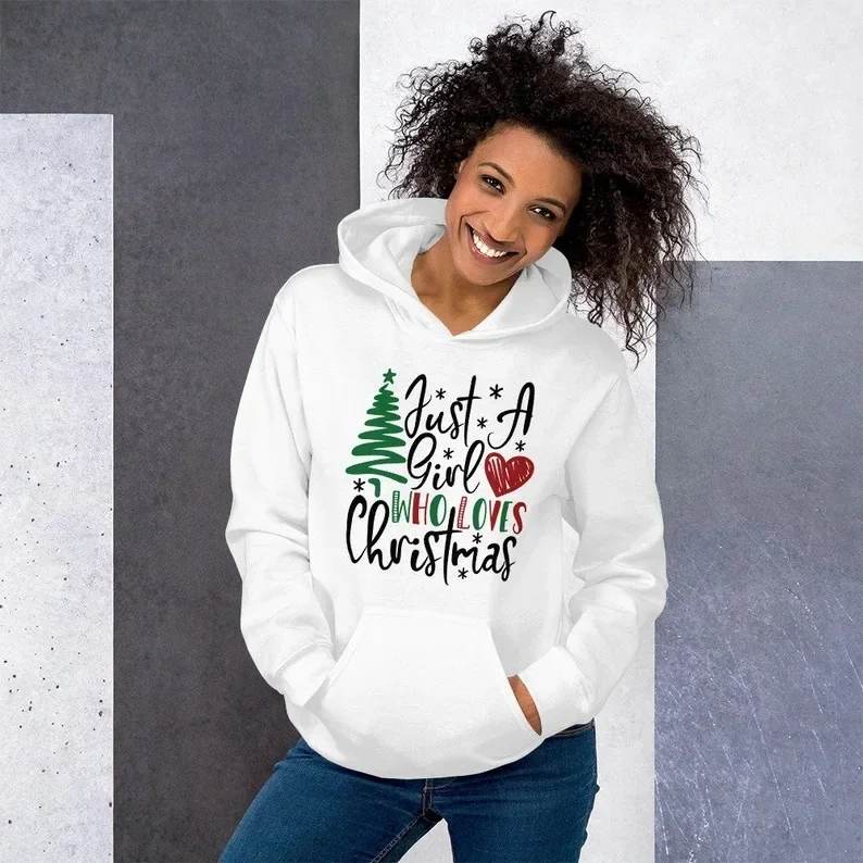 Merry Christmas Winter Women\'s Cotton Fleece Hoodies Reindeer Print Sweatshirt Festival Holiday Clothing High Quality Top