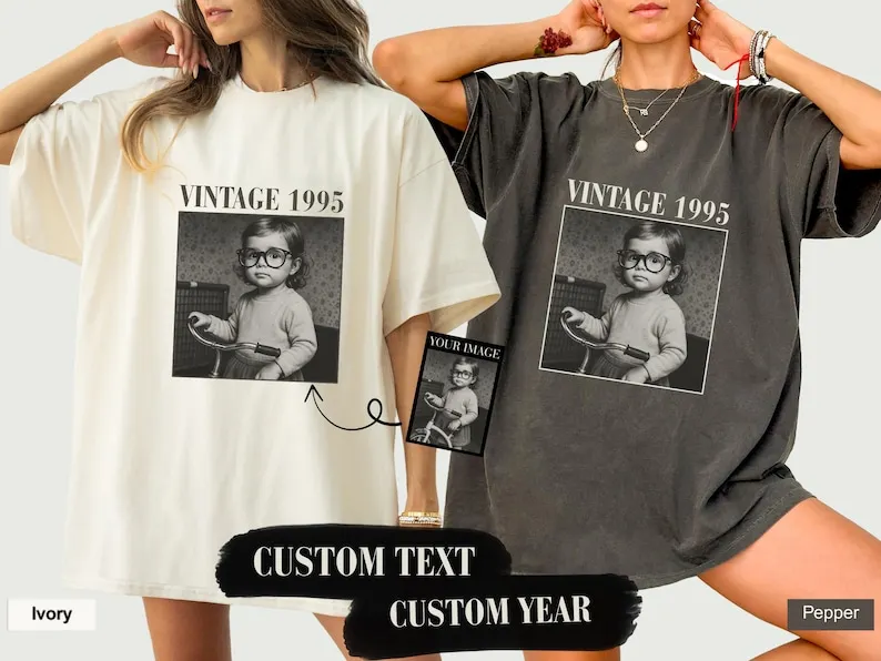 Personalized 30th Birthday Shirt Vintage 1995 30th Birthday Gift Funny Custom Photo Summer Cotton Shirts 40th Birthday Gifts