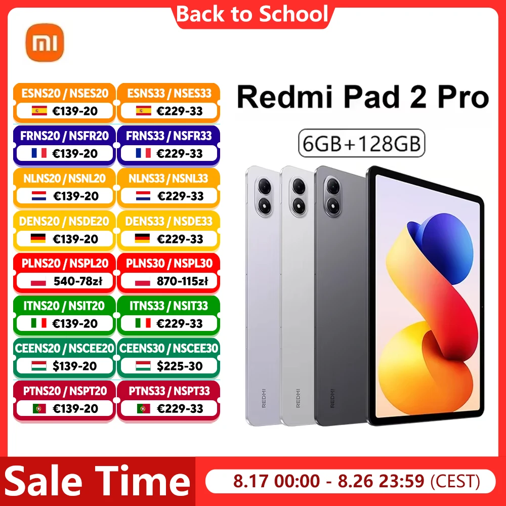 Xiaomi Redmi Pad 2 Pro 6GB 128GB Snapdragon ®   7s Gen 4 12,1 Zoll 2,5K 120Hz Bildwiederholrate 12000mAh Akku 8MP Kamera Ohne Ladegerät