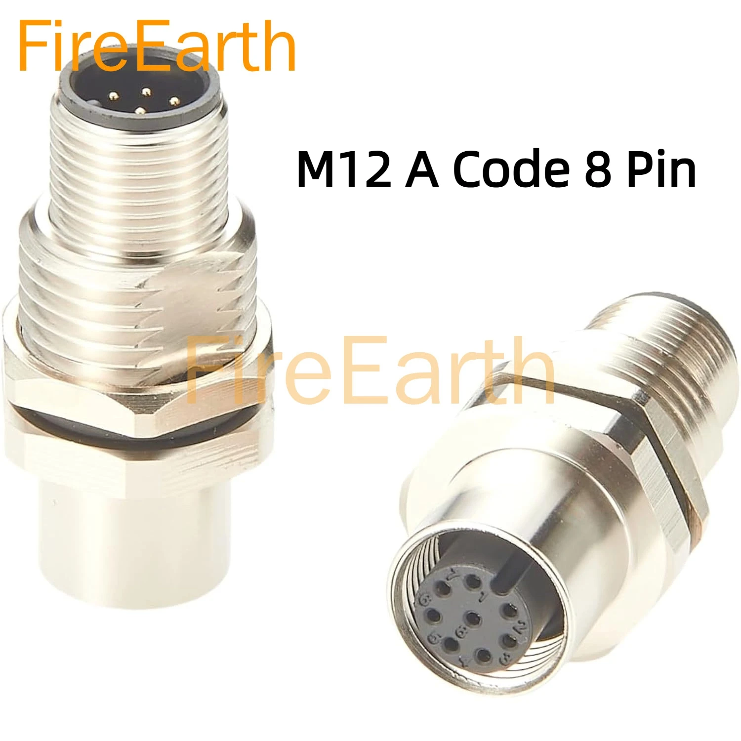 

M12 A Code 8 Pin Male to Female Bulkhead Connector IP67 Panel Mount Sensor Feedthrough AdapterS for Automation Control