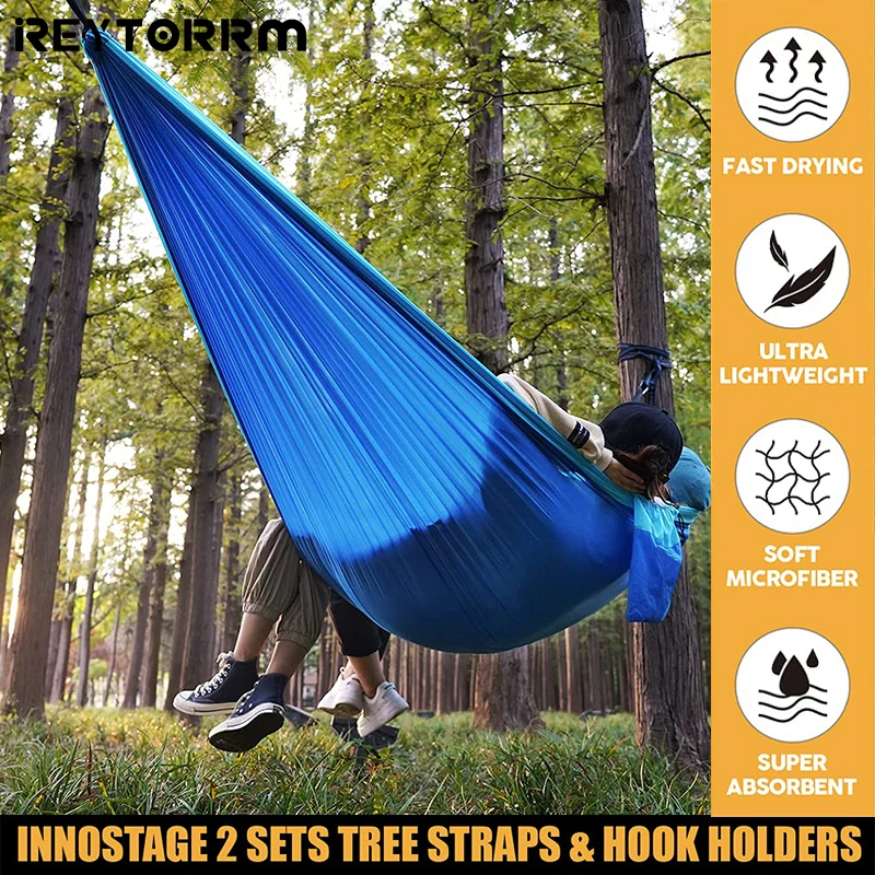 Camping Hammock 260x140cm Double Portable Hammock with 2 Tree Straps Lightweight Hammocks for Travel Beach Backyard Patio Hiking