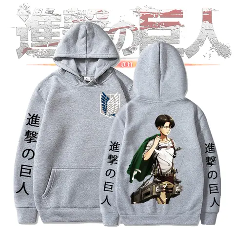 Attack On Titan Anime 까마귀 Levi Ackerman 후드 티셔츠 윙 로고 프린트 천 코스프레 풀오버 유니섹스 캐주얼 90s 그래픽