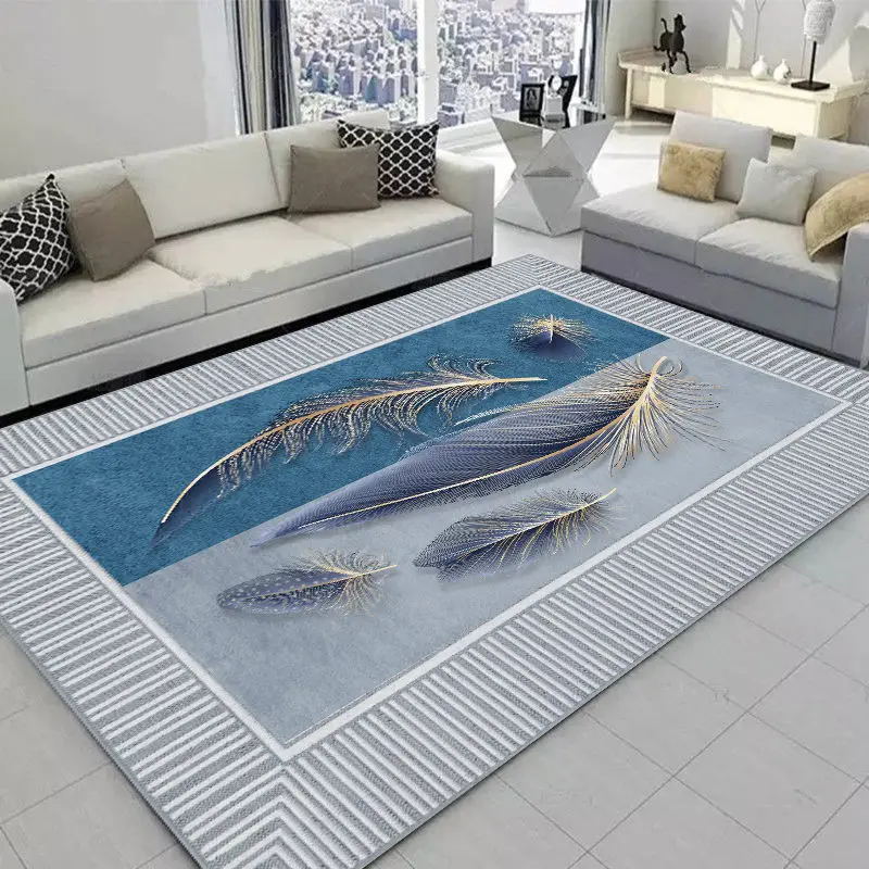 Neoclassical Living Room Rugs Geometric Carpet Kids Bedroom Bedside Rug Room Decor Non-slip Entrance Door Mat Home Decoration