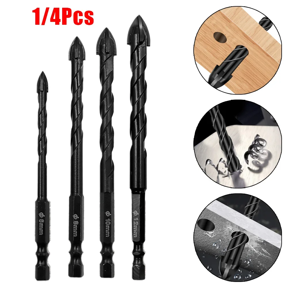 Wood Drill Bits Triangle Drill Multi-function 10mm 12mm 6mm 8mm All-ceramic Tiles Bench Drill Black Brick Walls