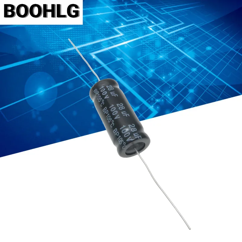 5PCS original high quality long life audio speaker audio frequency division axial stepless capacitor 100v 28uf 13X31mm