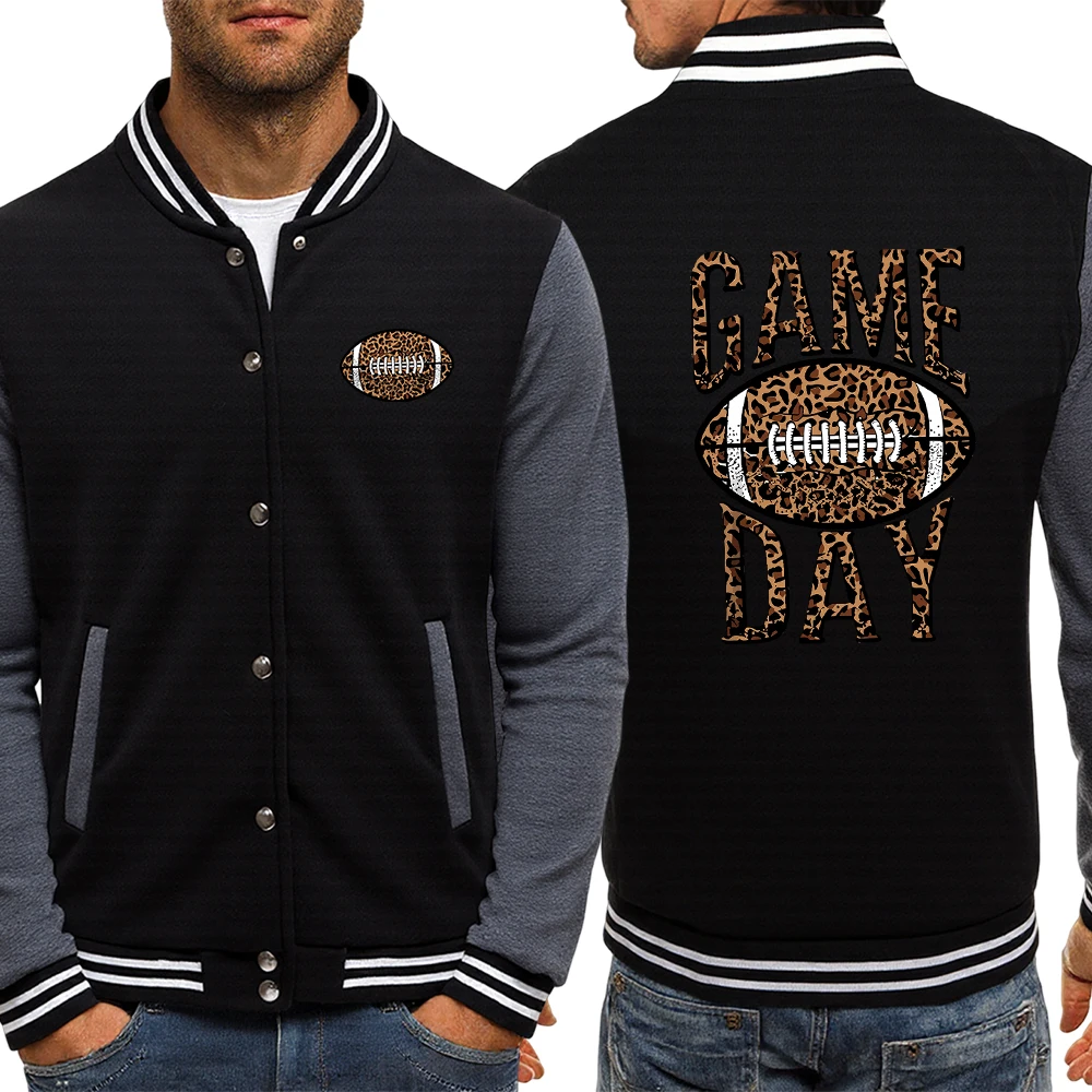 

Game Day Leopard Rugby Letter Printed Couple Pullovers Multicolor Pocket Jacket Sports American Jackets Hip Hop Comfortable To