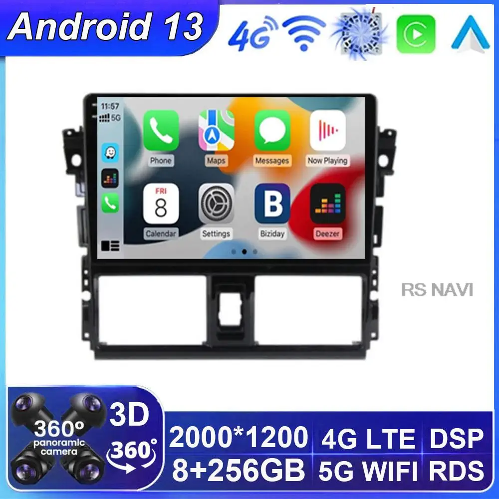 

Android 13 Car Radio For TOYOTA VIOS YARIS 2013 2014 2015 2016 Multimedia Video Player GPS Navigation NO DVD 2 Din Carplay New