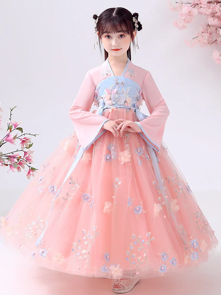 Vêtements traditionnels chinois Hanfu pour filles, jupes pour filles, costume de prairie de la dynastie Tang, fête d'Halloween pour enfants, performance Han Fu