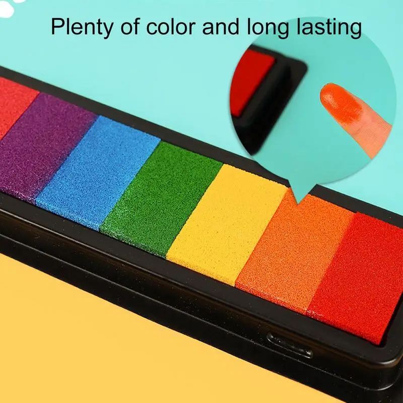 Colored Ink Pads 7 Colors Sponge Finger Ink Pad Multifunctional Safe Finger Painting Graffiti Ink Pad Easy Clean DIY Crafts