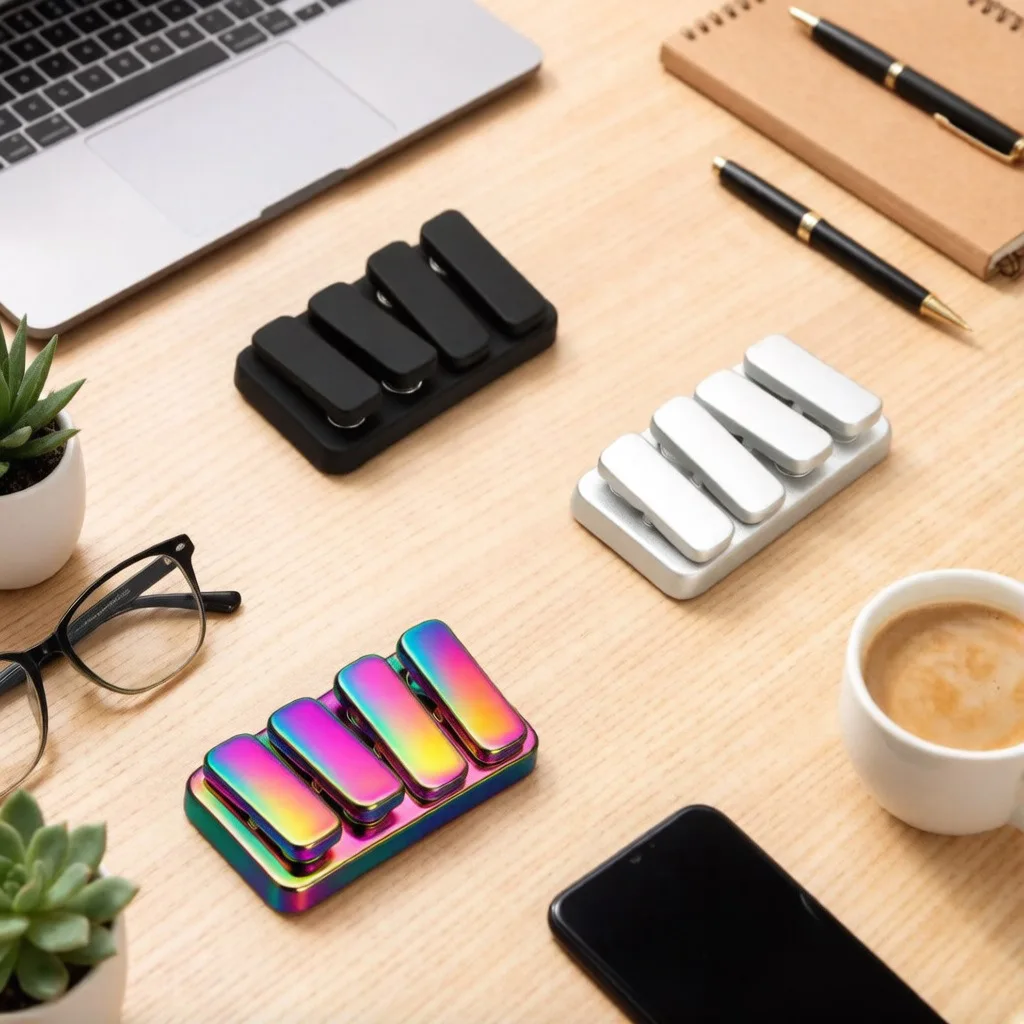 

There are 3 levels of noise, loud and quiet, adult Fidget toys, office and home desktop magnetic buffers, stress relieving toys