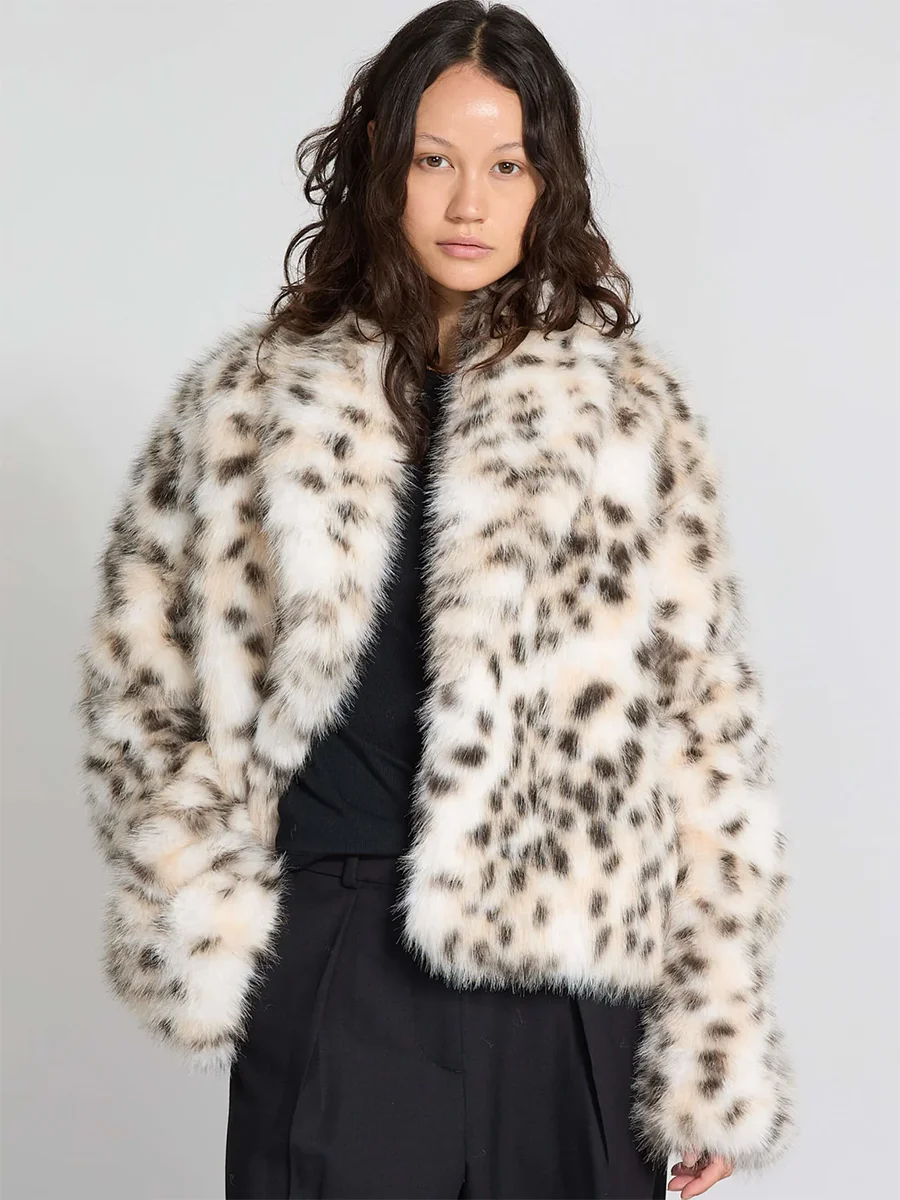 ليوبارد طباعة المحاصيل أشعث معطف رقيق التلبيب طوق سترة قسط الشتاء موضة مريحة أبلى مبدع مذهلة نظيفة تناسب وتتسابق