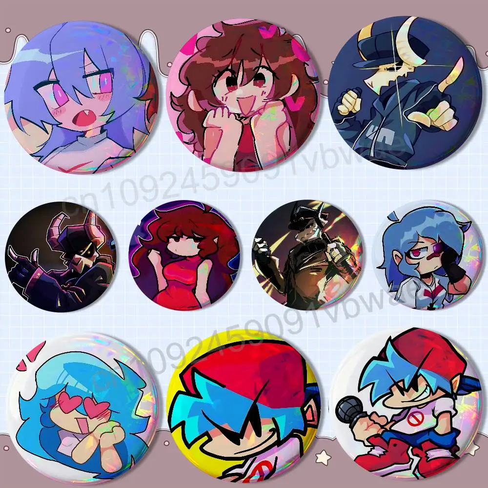 Tabi Girlfriend Sky Boyfriend FNF Badge on Backpack Clothes decoration Tinplate Round Brooch Funny Custom Gifts for Friend