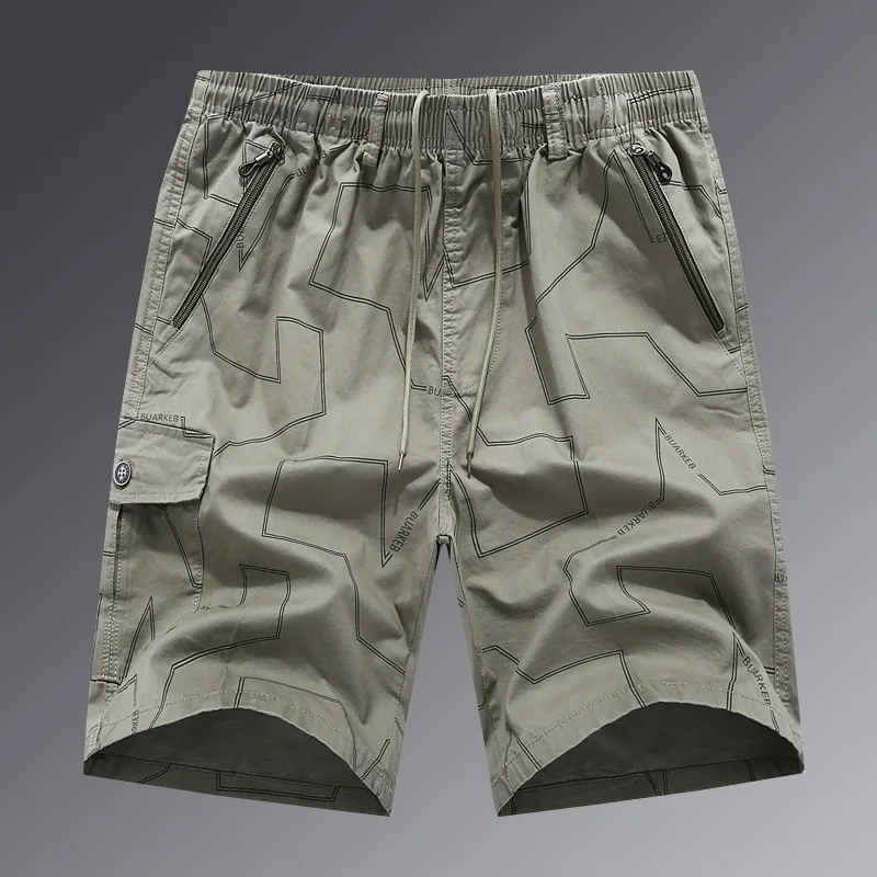 Lente Zomer Nieuwe Mode Heren Kleding Zakken Hoge Taille Zak Bedrukt Trekkoord Touw Hombre Losse All Match Casual Shorts