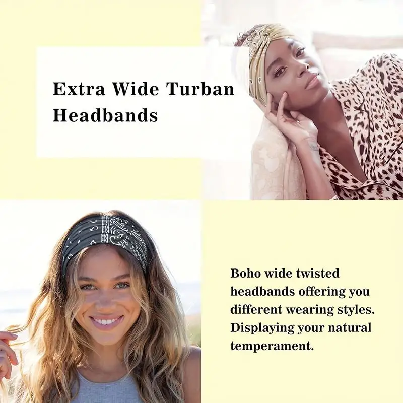 1 Stück Turban Paisley Twist Stirnband Damen Stirnbänder Breites Haarband für Frauen Großes Sport-Workout-Stirnband Dehnbares Rutschfestes Haarband – Detail 9