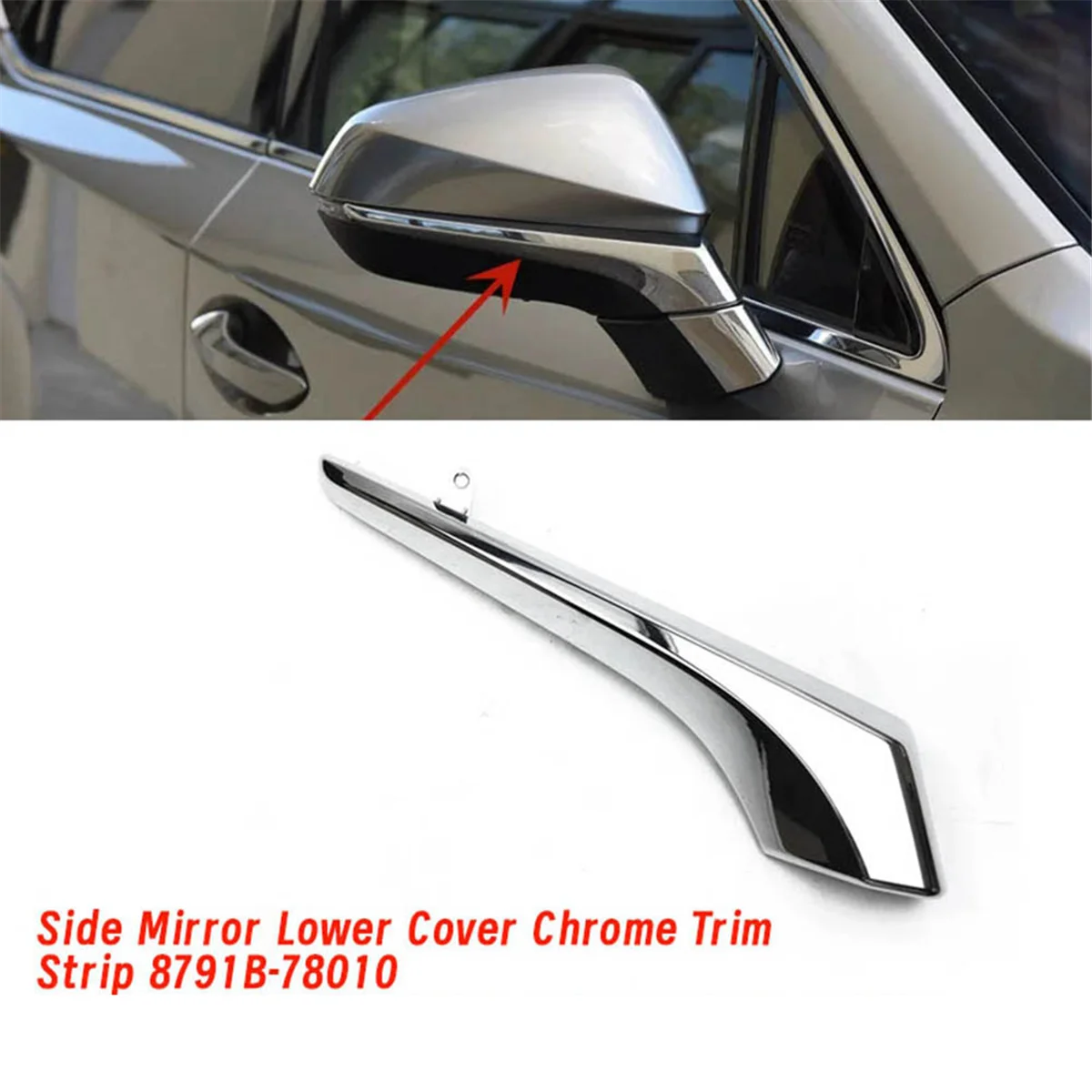 Right Side Rearview Mirror Lower Cover Chrome Trim Strip 8791B-78010 for Lexus RX NX NX300 NX200 RX200 RX300 2015-2020