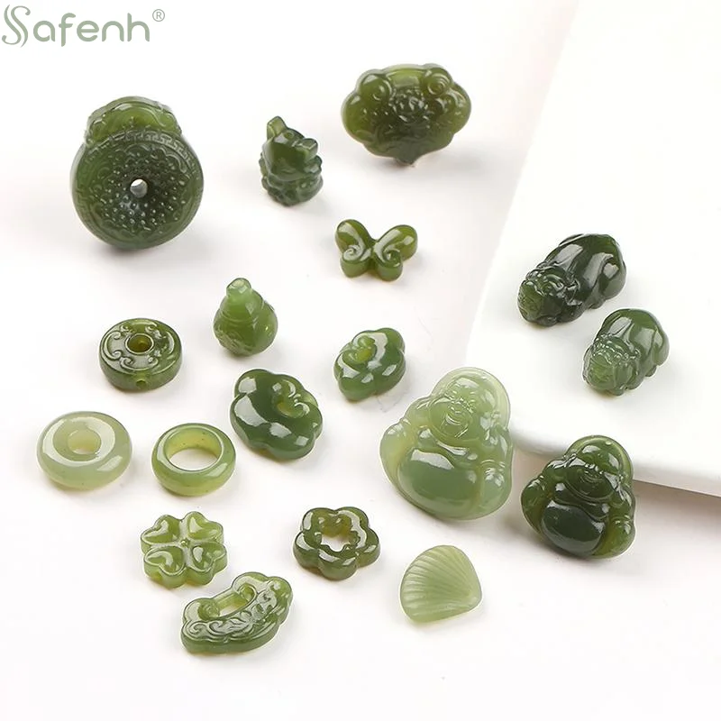 1 Set Mixed Material DIY Bracelet Necklace Accessories Natural Stone Carved Bead Pixiu Prayer Bead Supplies For Jewelry Making