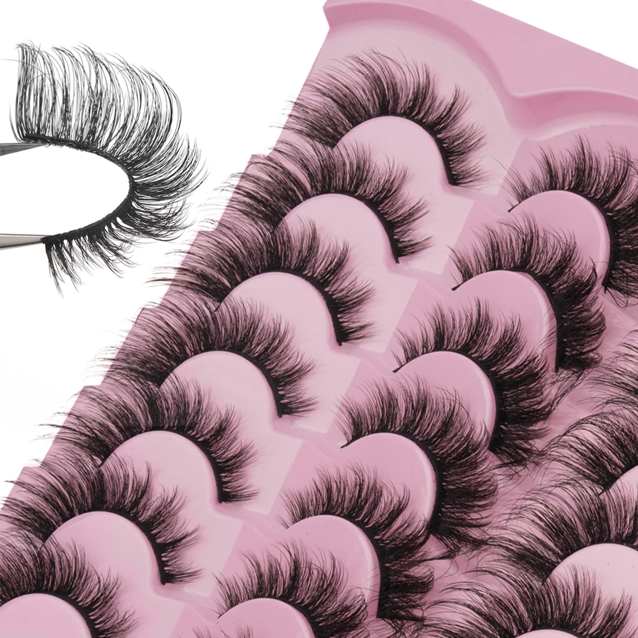 14 Pairs 5D Faux Mink Eyelashes Fluffy Dramatic Volume Wispy Cat Eye Full Strip Reusable False Eyelashes for Makeup