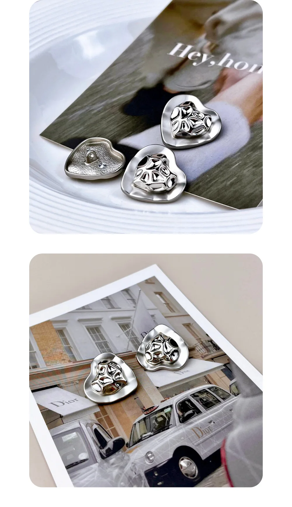 10 Stück Metallknöpfe zum Nähen, dekorative, hochwertige Knöpfe für DIY-Bastelarbeiten, Kleidungszubehör, unregelmäßige herzförmige Knöpfe – Detail 6