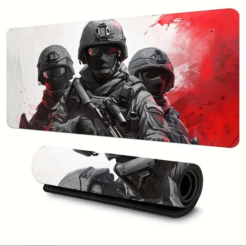 

Mouse Pad Battlefield Soldier Design Full Coverage 50x100 Keyboard Mousepad with Seamed Edge Office Gaming Anti-Slip Rubber Base