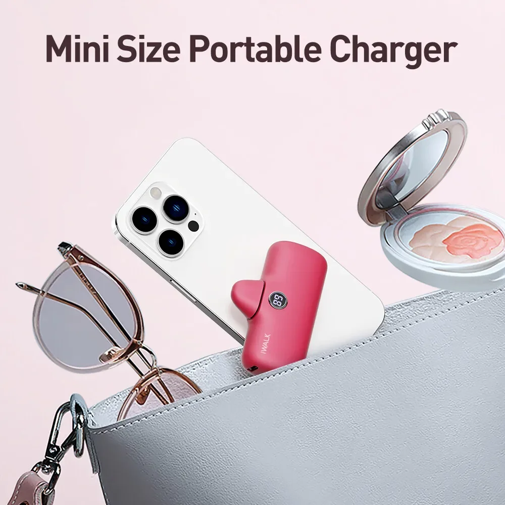 iWALK-External Mobile Power Bank, Portable Battery Bank, Fast Charge Charger for iPhone, Ultra Mini Bank, 4800 mAh Powerbank