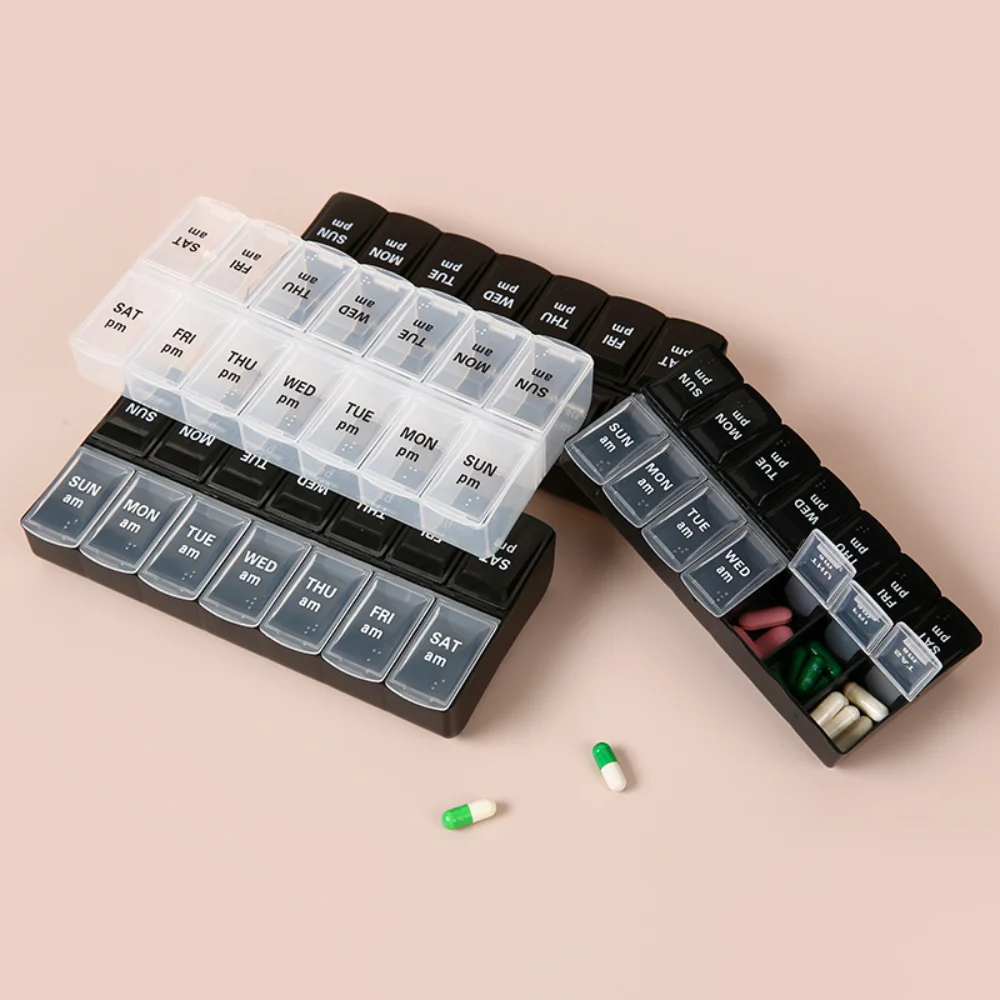 New Hot Weekly Premuim Large Pill Cases Organizer 2 Times A Day Box 14 Grids Storage To Hold Big Vitamin Supplements Fish Oil
