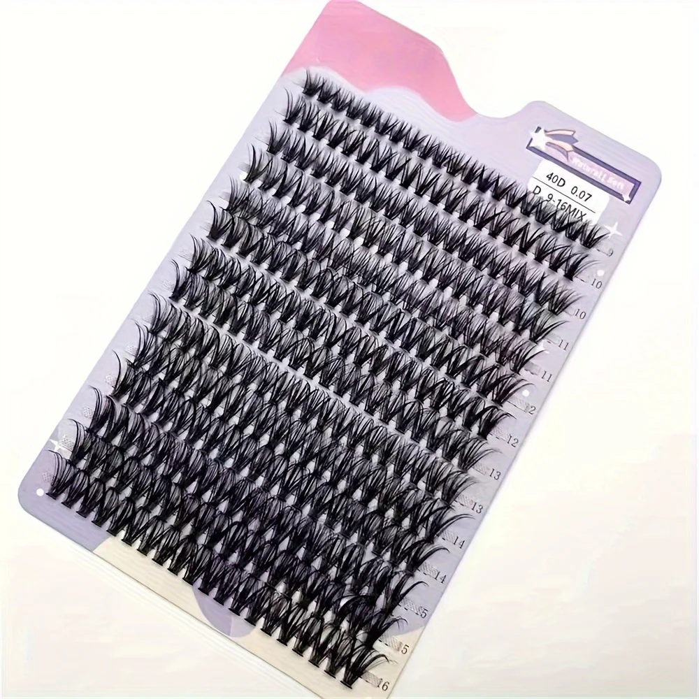 280Pcs Wispy Individual Eyelash Extensions - 40D D Curl Cluster Lashes, 9-16Mm Volume, Hypoallergenic Diy At Home