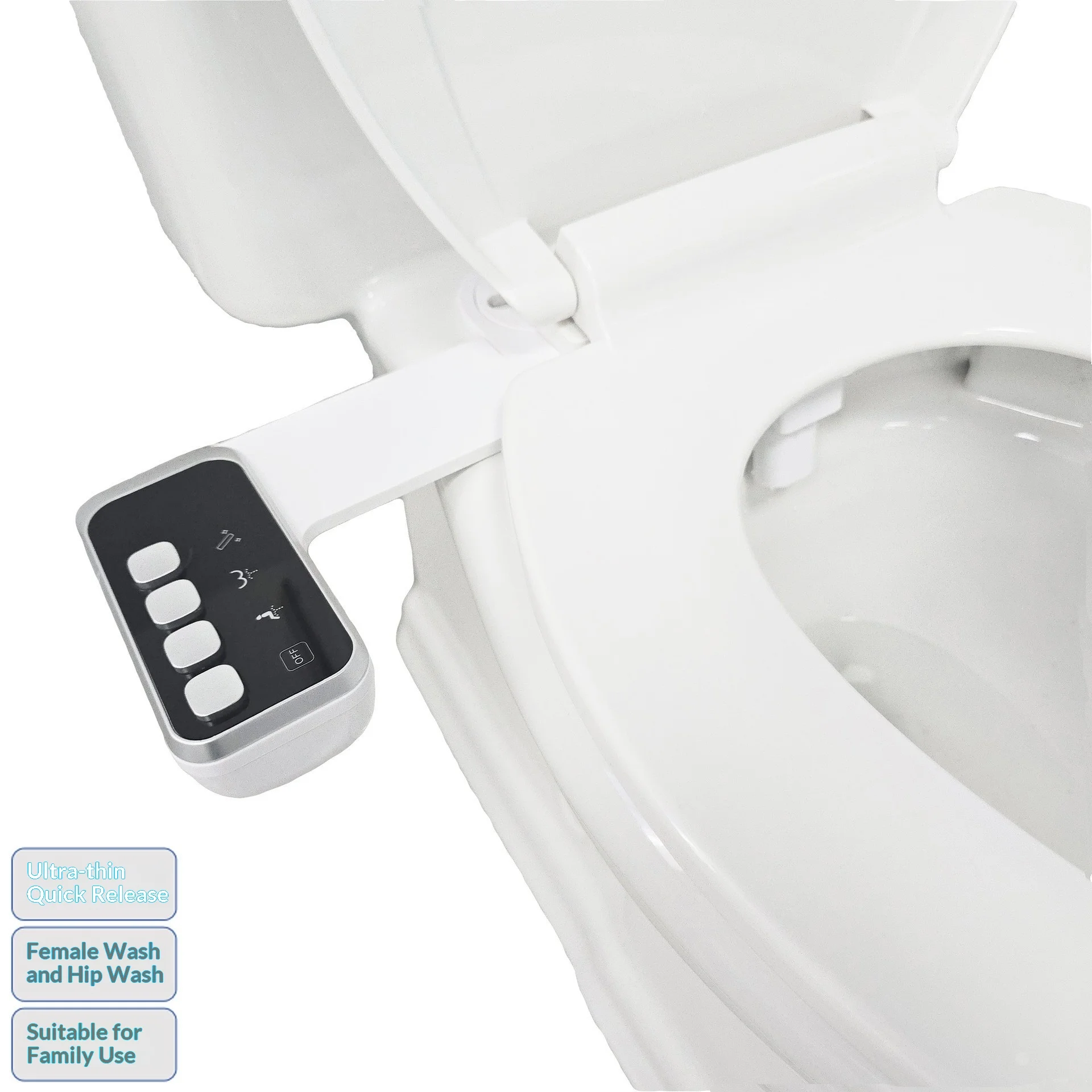 Button Bidet Attachment Non-Electric Self-Cleaning Nozzle for Toilet Feminine Wash Hygiene Save Paper No Electricity Required