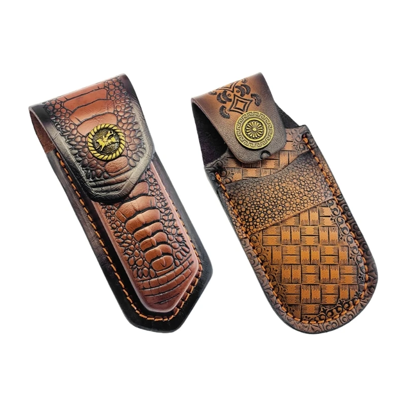 

Leather Tool Sheath Horizontal Carry Design For Camping Cycling Hiking Durability Outdoor Equipment Organizers