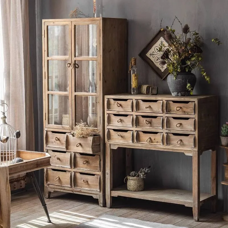 Retro Rustic Living Room Cabinets Drawers Chinese Table Home Living Room Cabinets Shelving Meuble De Rangement Furniture
