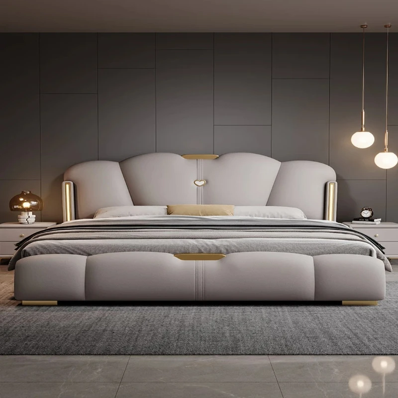 

Leather bed master bedroom high-end atmospheric double bed 1.8 meters x 2 meters modern simple storage wedding bed