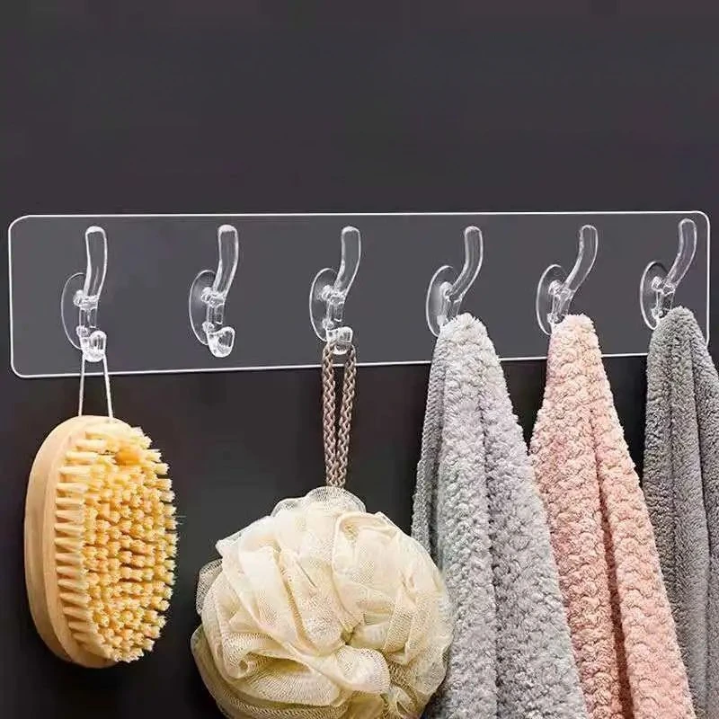 Hanging Strong Hooks Bathroom Self Adhesive Door Wall Hanger Kitchen Storage Towel Transparent Waterproof Hooks