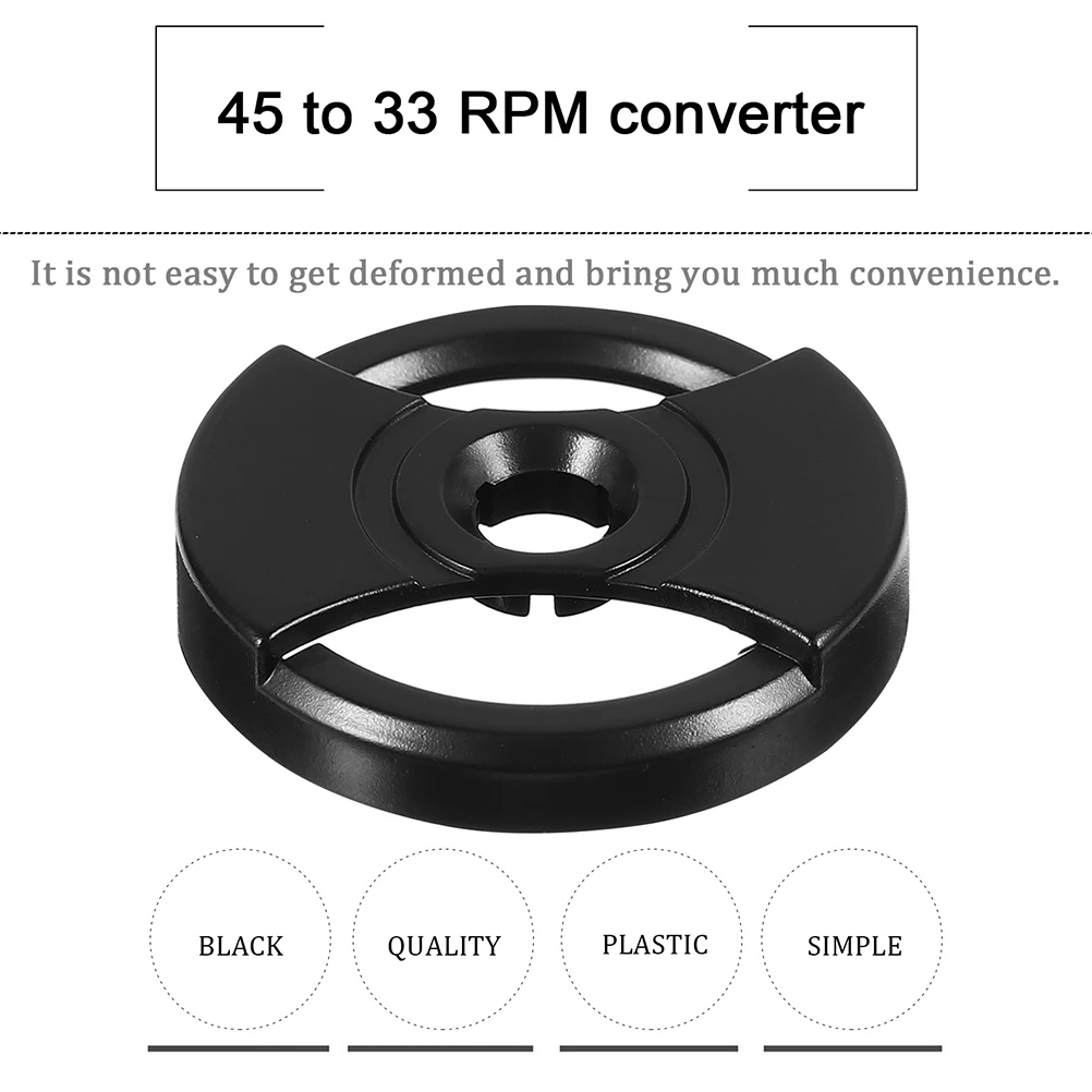 

2pcs Black Round Record Adapter for Turntable Vinyl Player Fitting Anti Slip Design Easy Installation Accessories