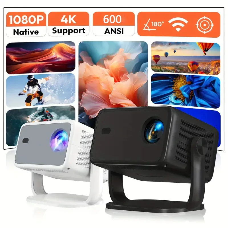 TP350 Projector 600ANSI Brightness Native 1080P Support 4K, Adjustable Portable Projector with WiFi 5G Android 11.0 