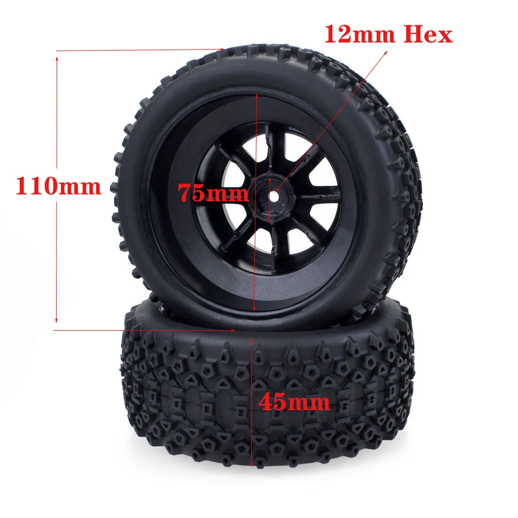 4PCS ZD Racing 110mm RC Tires 12mm Hex Hub Wheel Tyre for 1/10 RC Off-road Car Short Course Truck Traxxas Slash HPI VKAR Redcat