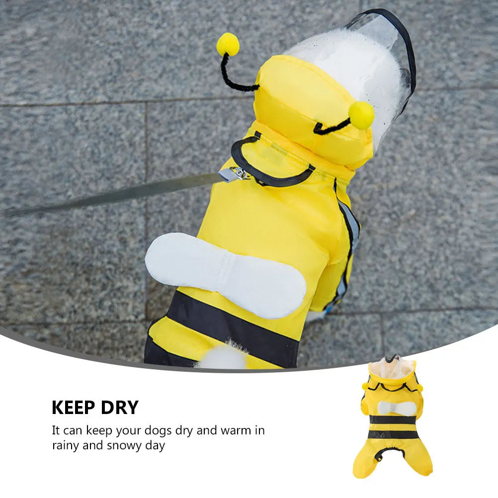 

Pet Bee Shaped Hooded Raincoat Waterproof Lightweight Breathable Durable Dog Rain Slicker Stylish Puppy Rain Gear