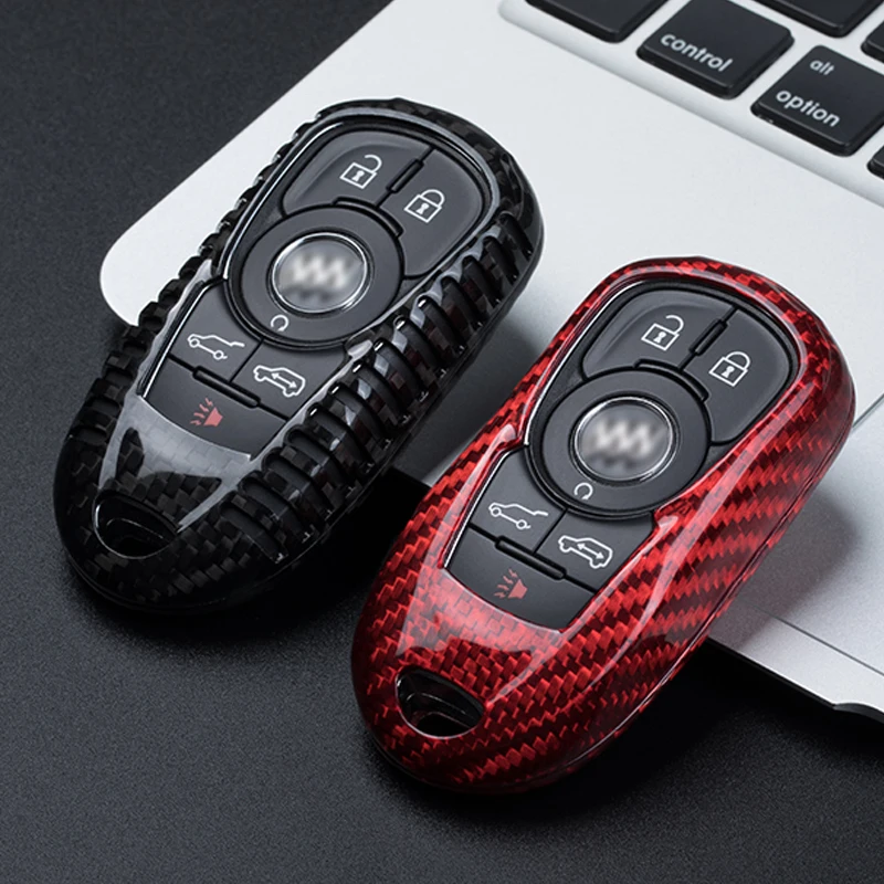 Car Key Fob Cover for Buick GL8 with Key Chain  Real Carbon Fiber Key Fob Protector for Buick Encore Envision GL8 New Lacrosse