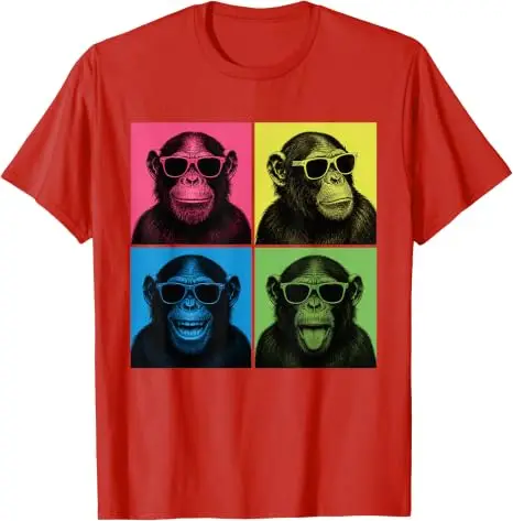 Lustiges Schimpansen-Fotokabinen-Pop-Art-T-Shirt mit Affengesichtern, Y2K-Affen-Selfie-Ästhetik-Kleidung, personalisierte Kleidung für Primaten-Fans – Detail 10