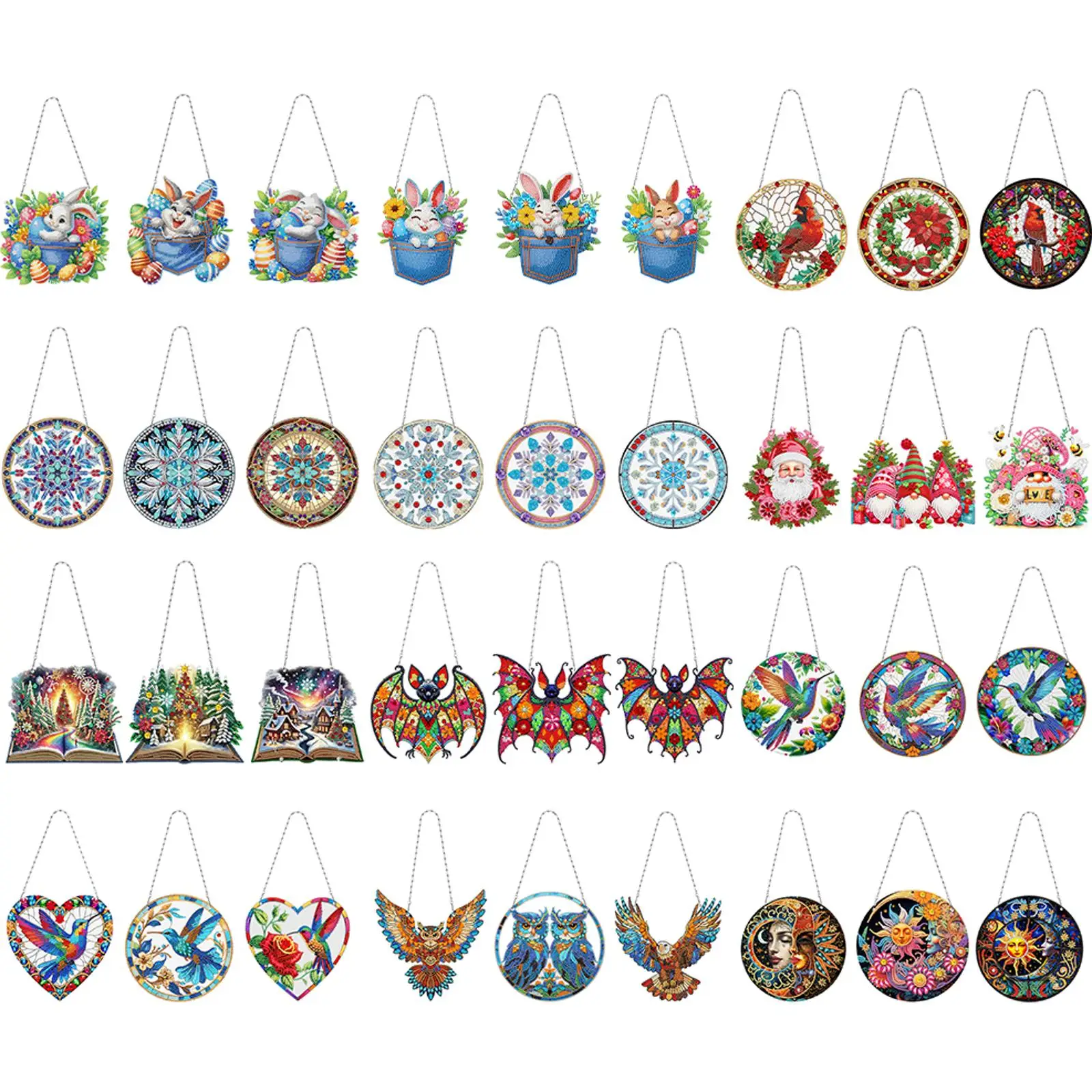 

Easter Handmade Diamond Painting Hanging Pendant 5D DIY Diamond Painting Dots Pendant Rhinestone Diamond Art Pendants for Arts