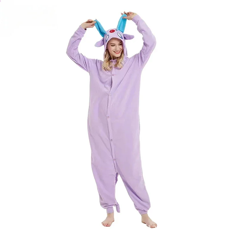 

Purple Espeon Pajamas Onesies Kigurumi Cosplay Costume For Adult Halloween Women Bodysuit Full Body Pijama Unisex Sleepwear Gift