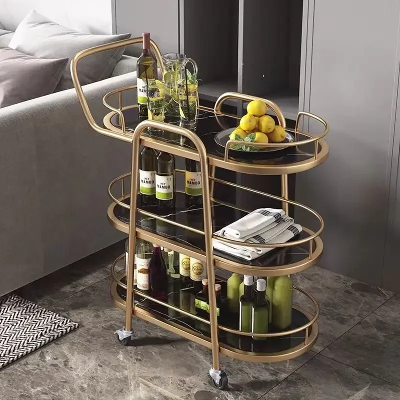 Mobile Small Coffee Table Carts Dining Cart European Tea Truck High-end Beauty Cart Wine Simple Hotel Kitchen Islands Trolleys