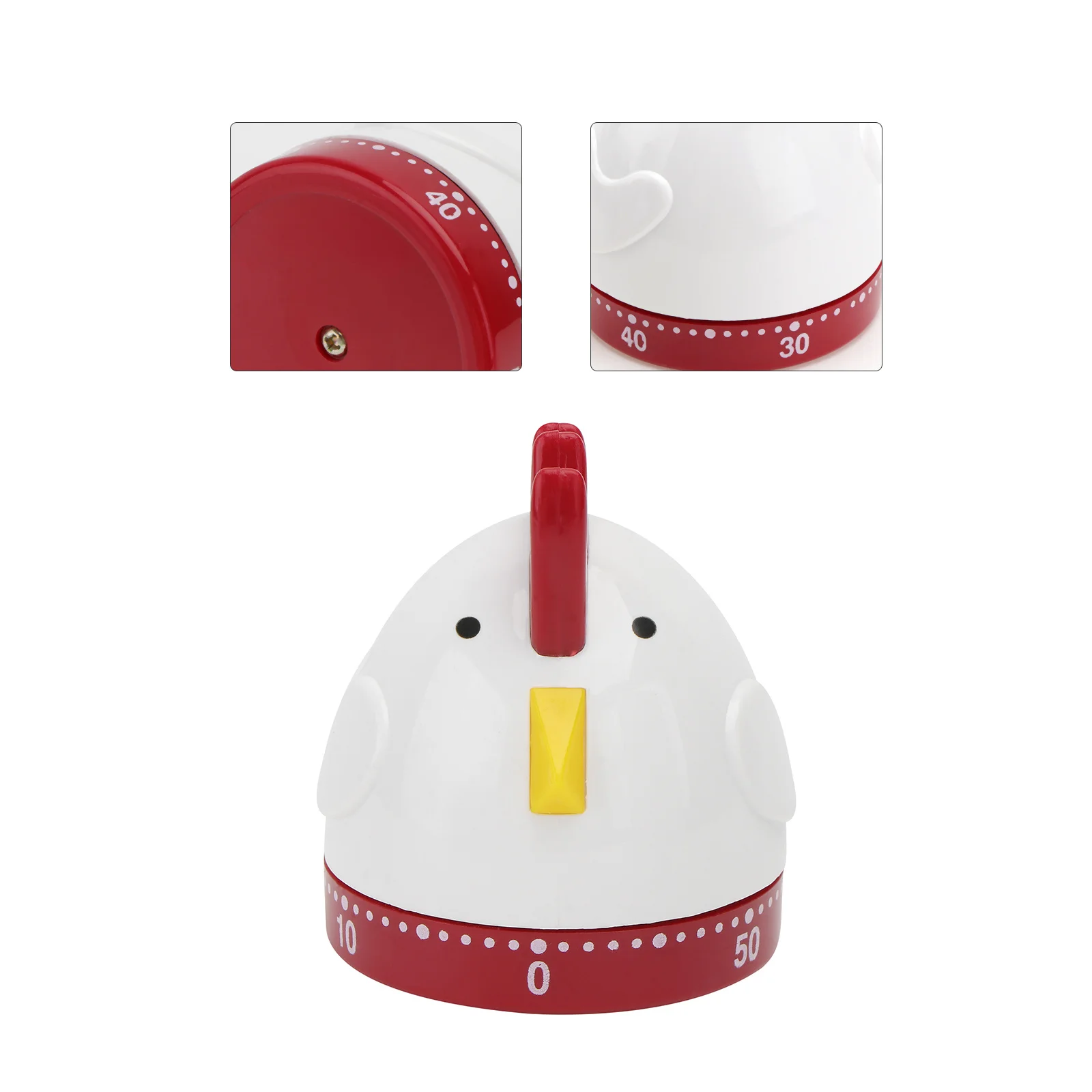 

1Pcs Cartoon Rooster Kitchen Timer Mechanical White Reliable Cooking Reminder Countdown Timer for Baking and Cooking